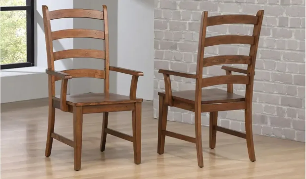 Amish Brook Ladder Back Dining Arm Chair Set of 2