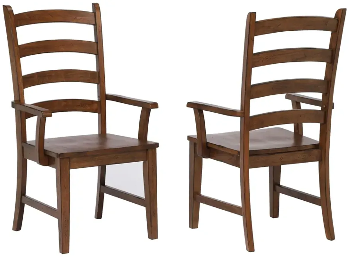 Amish Brook Ladder Back Dining Arm Chair Set of 2