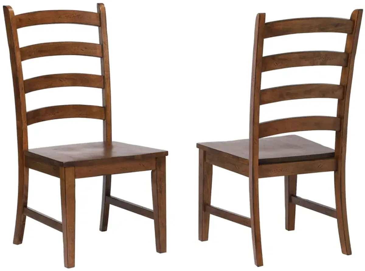 Amish Brook Ladder Back Dining Side Chair Set of 2 in Amish Brown by Sunset Trading