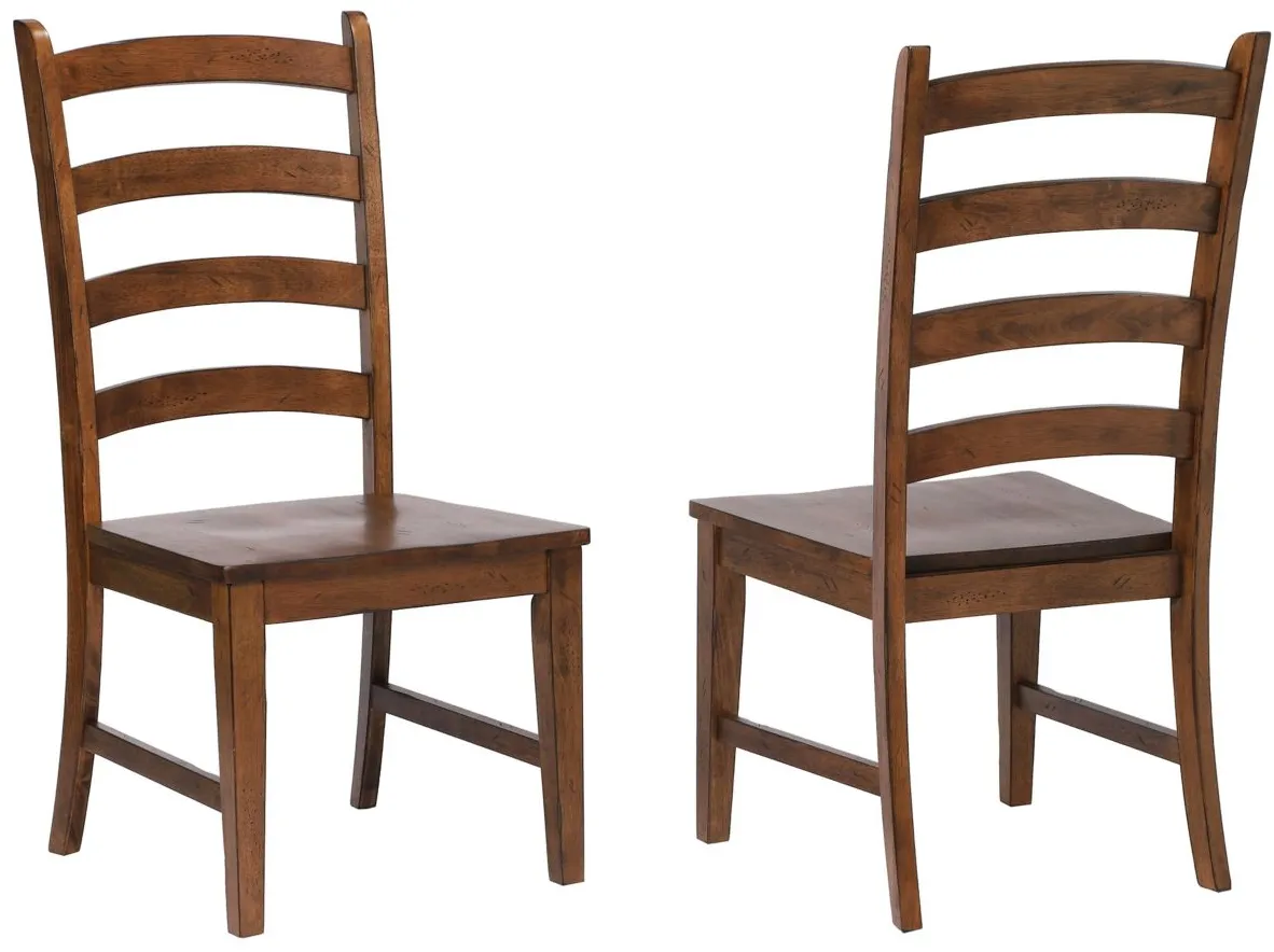 Amish Brook Ladder Back Dining Side Chair Set of 2 in Amish Brown by Sunset Trading