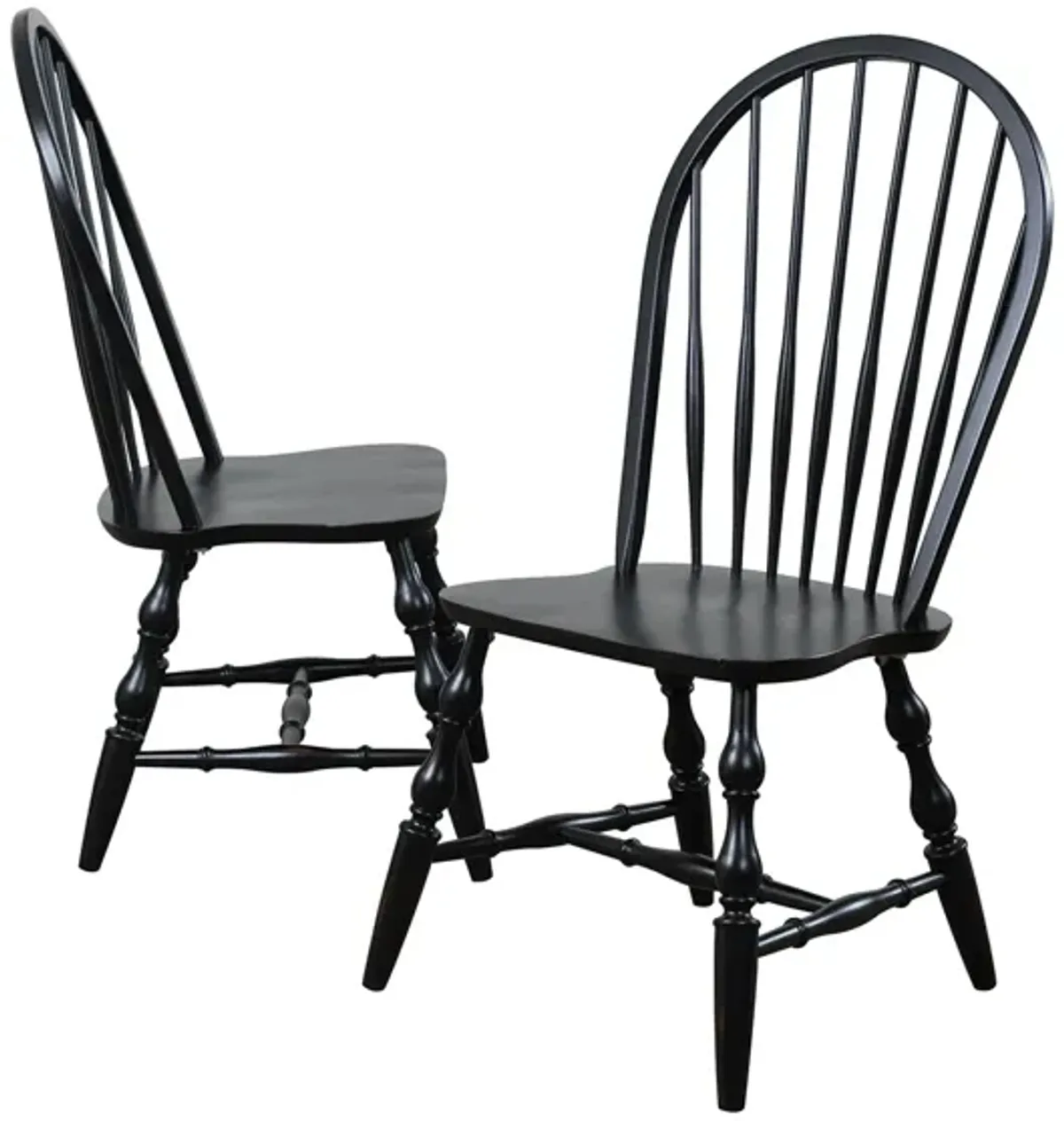 Windsor Spindleback Dining Chair Set of 2 in Antique black by Sunset Trading