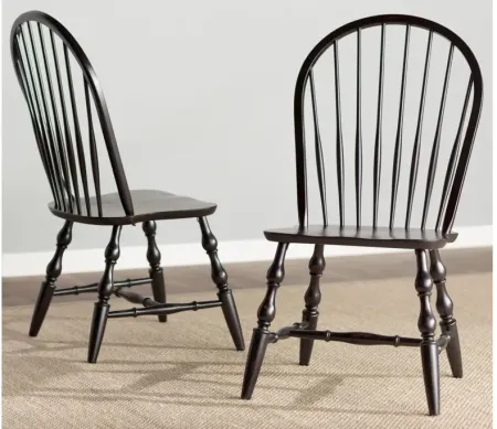 Windsor Spindleback Dining Chair Set of 2 in Antique black by Sunset Trading