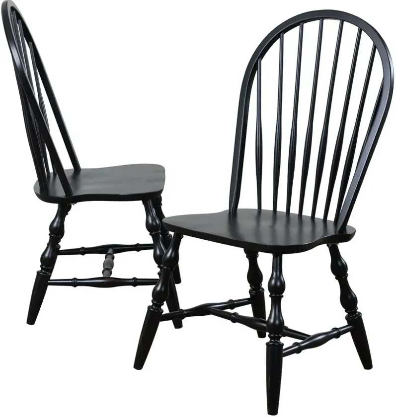 Windsor Spindleback Dining Chair Set of 2 in Antique black by Sunset Trading