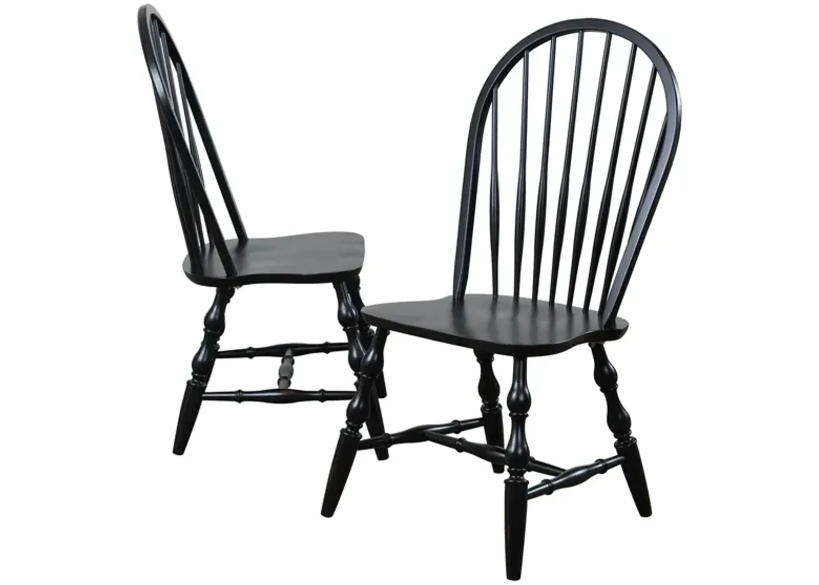 Windsor Spindleback Dining Chair Set of 2 in Antique black by Sunset Trading