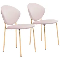 Clyde Dining Chair: Set of 2 in Pink, Gold by Zuo Modern