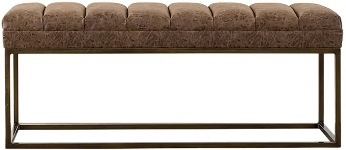 Darius PU Leather Bench in Nubuck Chocolate by New Pacific Direct