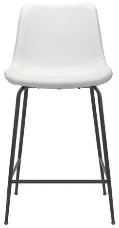 Byron Counter-Height Stool in White, Black by Zuo Modern