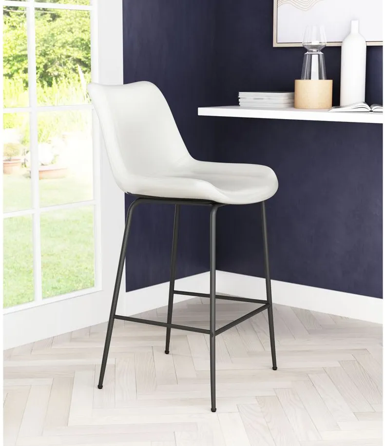 Byron Counter-Height Stool in White, Black by Zuo Modern