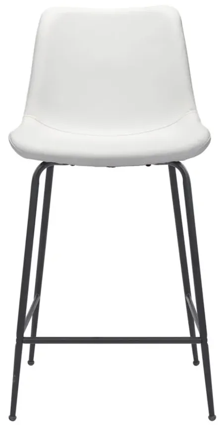 Byron Counter-Height Stool in White, Black by Zuo Modern