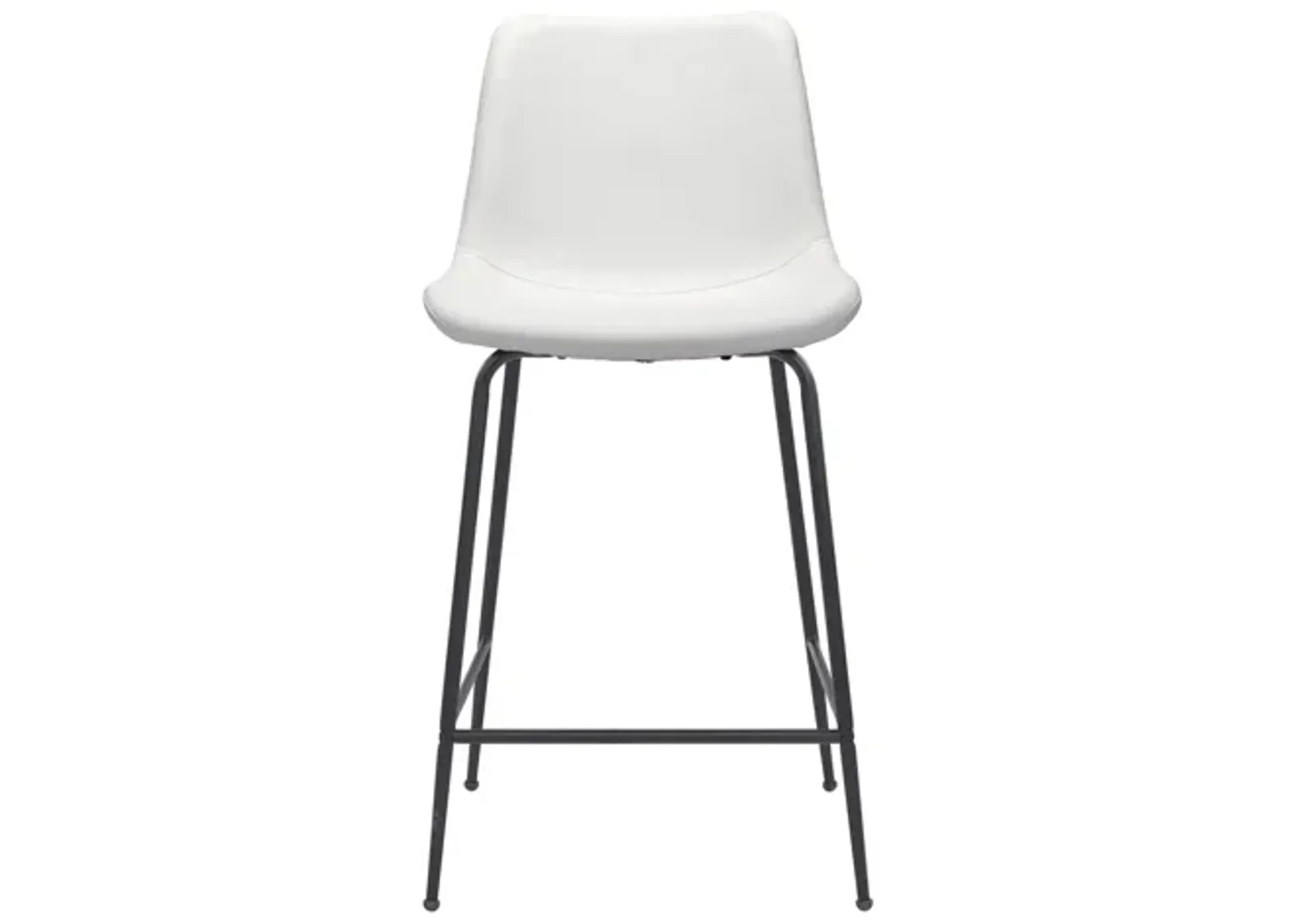 Byron Counter-Height Stool in White, Black by Zuo Modern