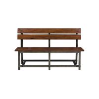 Dayton Dining Room Bench with Back in 2-Tone Finish (Rustic Brown & Gunmetal) by Homelegance