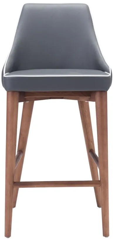 Moor Counter-Height Stool in Dark Gray, Brown by Zuo Modern