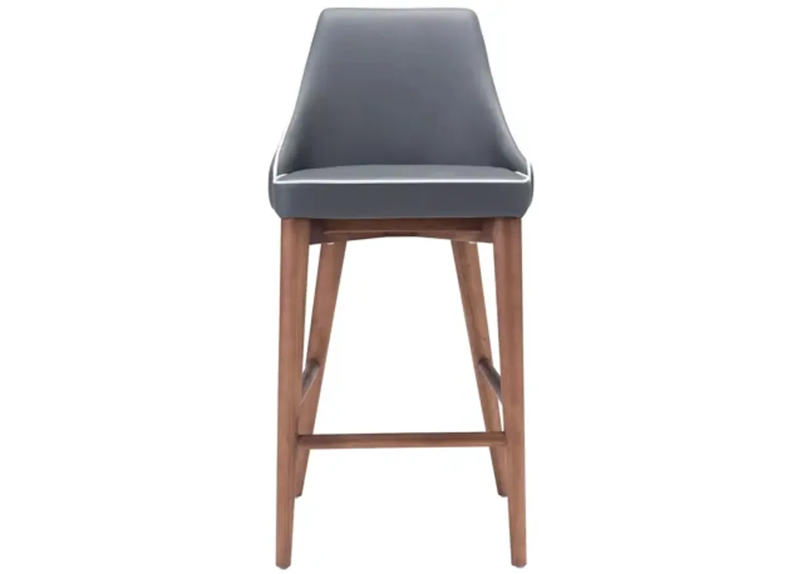 Moor Counter-Height Stool in Dark Gray, Brown by Zuo Modern