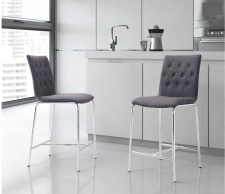 Uppsala Counter-Height Stool: Set of 2 in Graphite, Silver by Zuo Modern