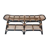 Damara Rattan Bench with Shelf in Black by New Pacific Direct