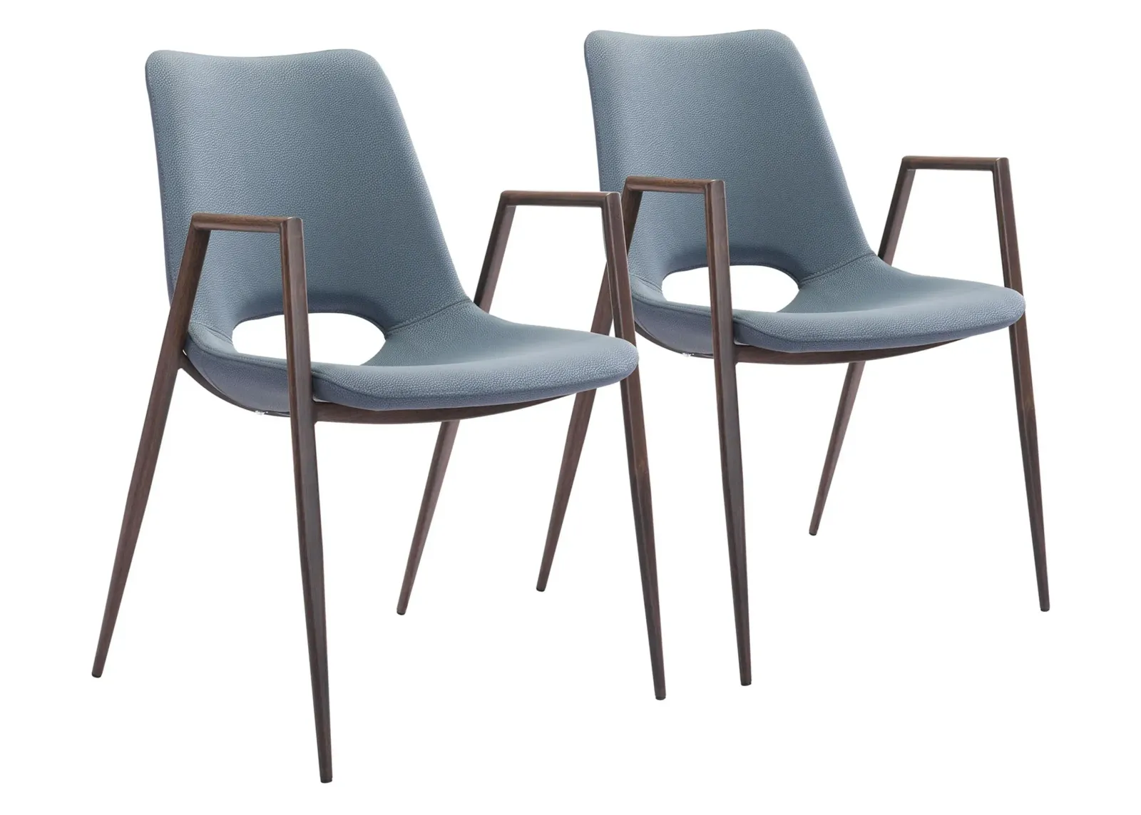 Desi Dining Chair: Set of 2 in Gray, Dark Brown by Zuo Modern