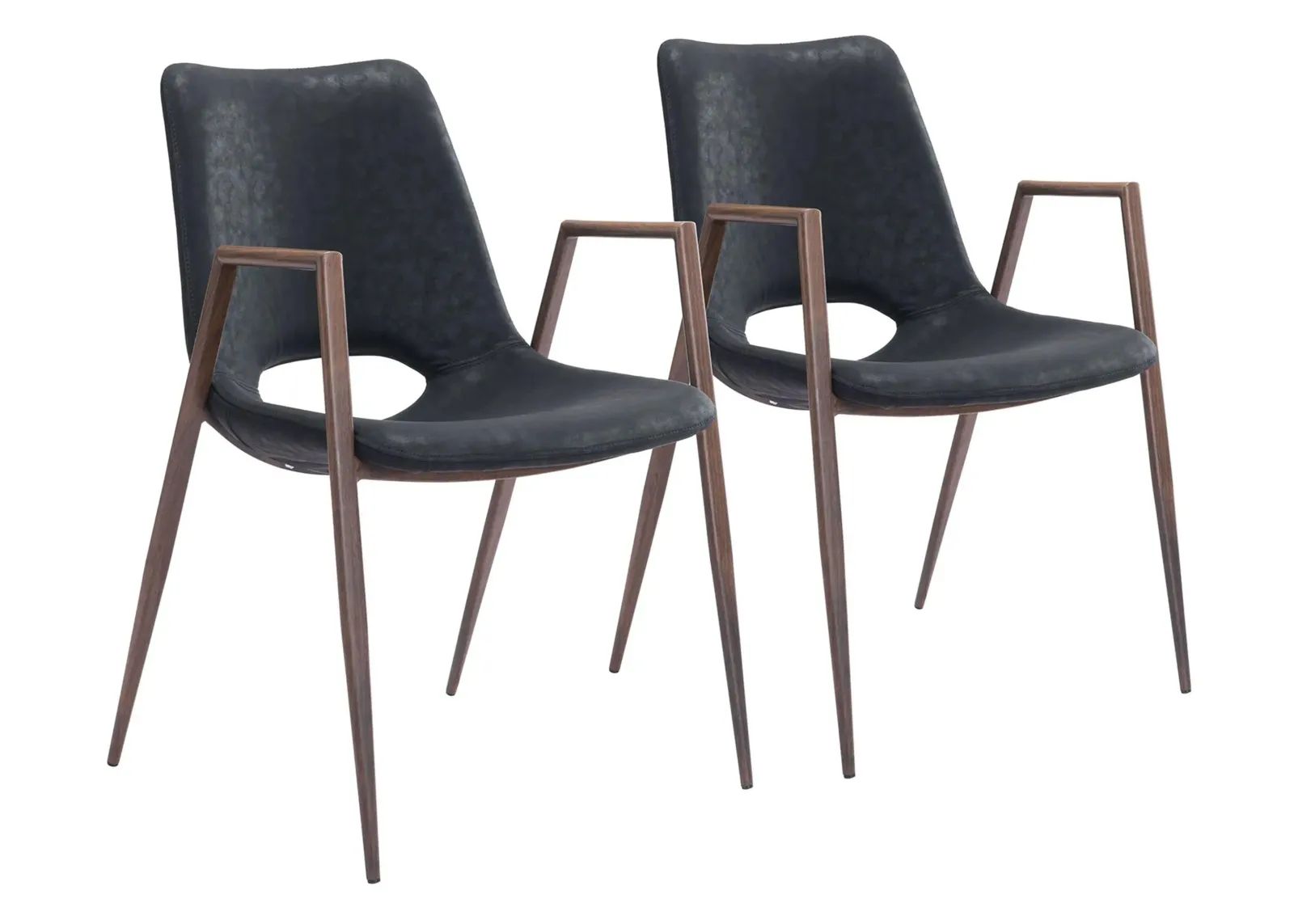 Desi Dining Chair: Set of 2 in Black, Dark Brown by Zuo Modern