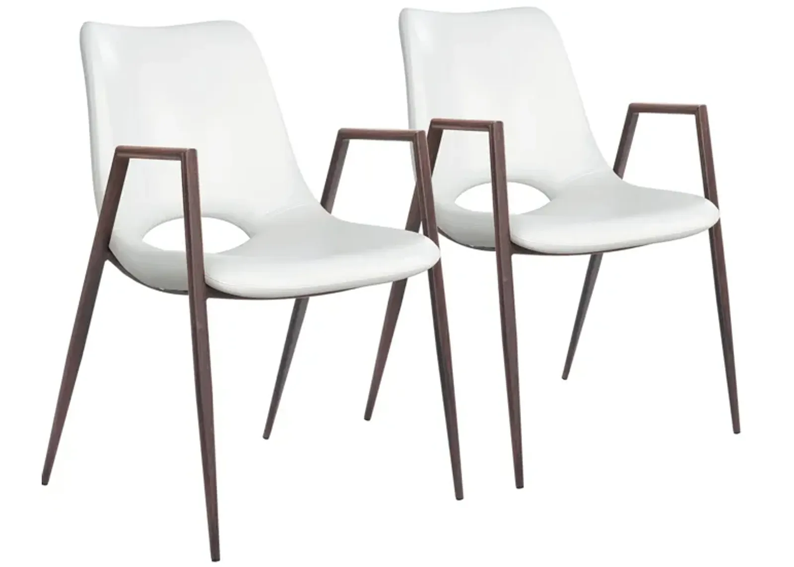 Desi Dining Chair: Set of 2 in White, Dark Brown by Zuo Modern