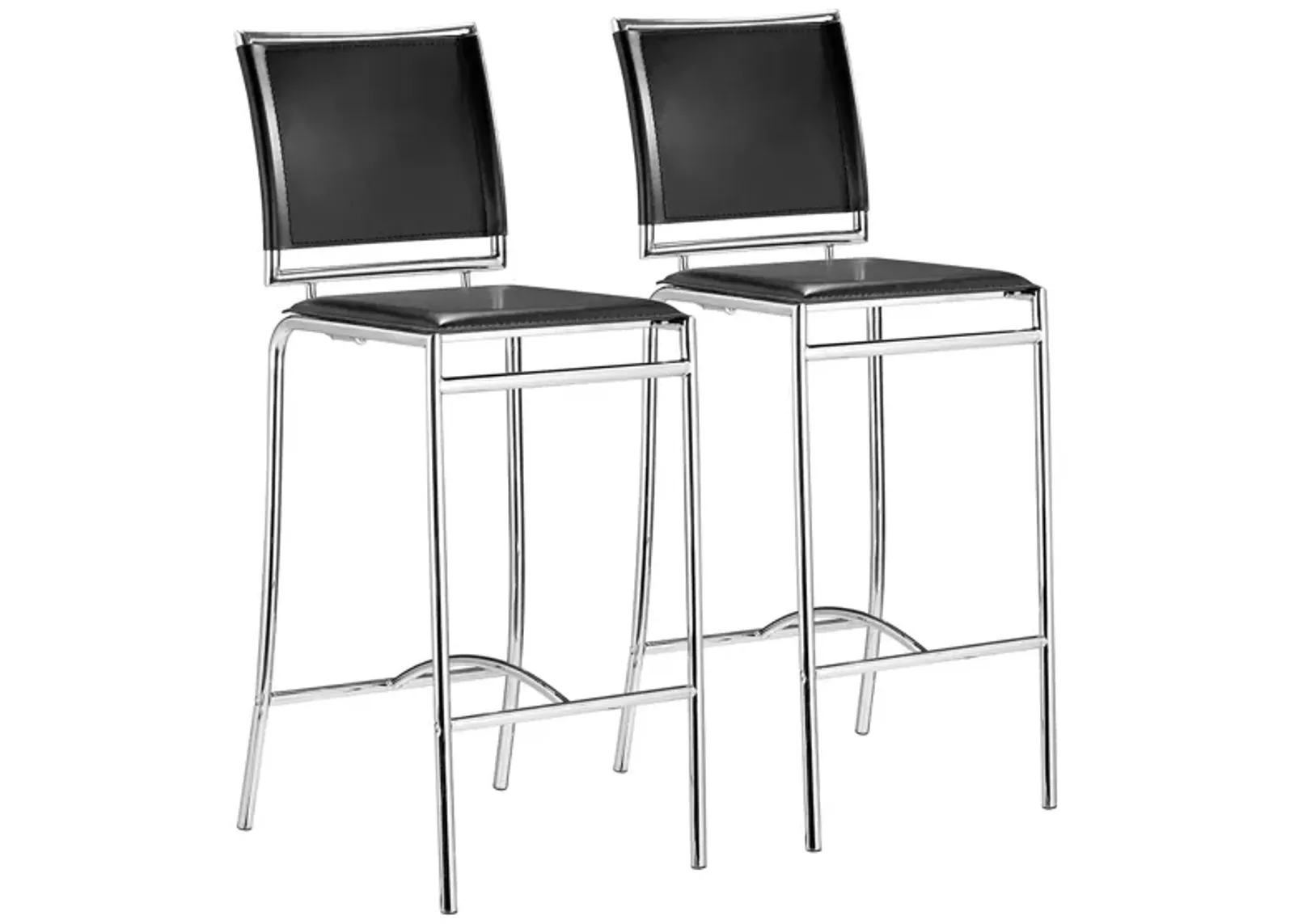 Soar Bar Stool: Set of 2 in Black, Silver by Zuo Modern