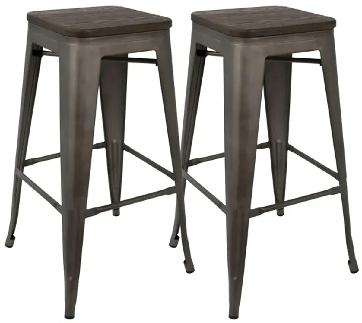 Oregon Barstool: Set of 2 in Antiqued / Dark Espresso by Lumisource