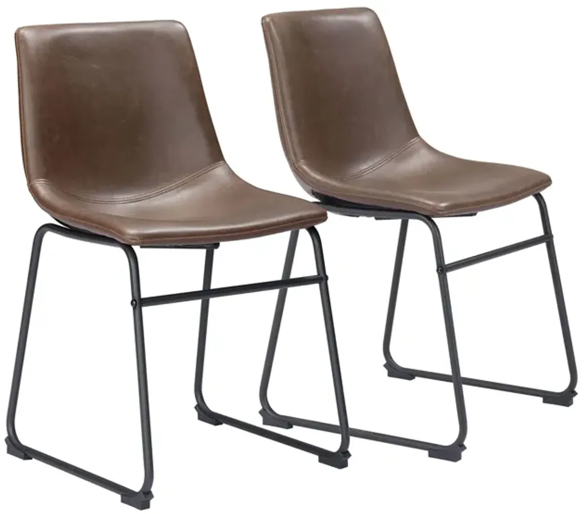 Smart Dining Chair: Set of 2 in Vintage Espresso, Matte Black by Zuo Modern