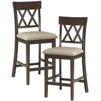 Blair Farm Counter Height Dining Chair with Double Cross Back , Set of 2 in Dark Brown by Homelegance