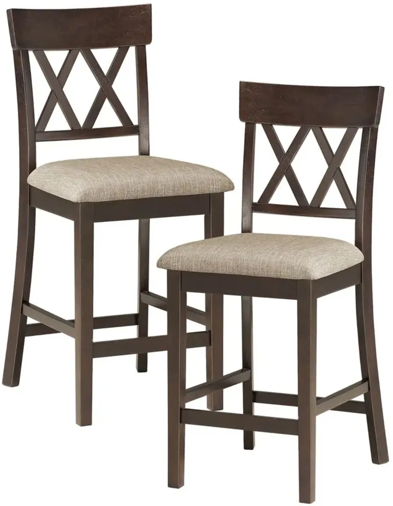 Elmore Counter Height Dining Chair With Double Cross Back (Set of 2) in Dark Brown by Homelegance