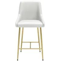 Madelaine Counter-Height Stool in White, Gold by Zuo Modern