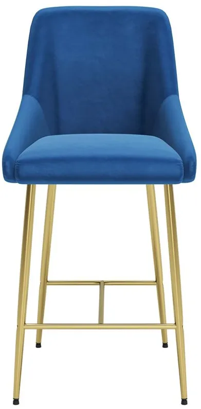 Madelaine Counter-Height Stool in Navy, Gold by Zuo Modern