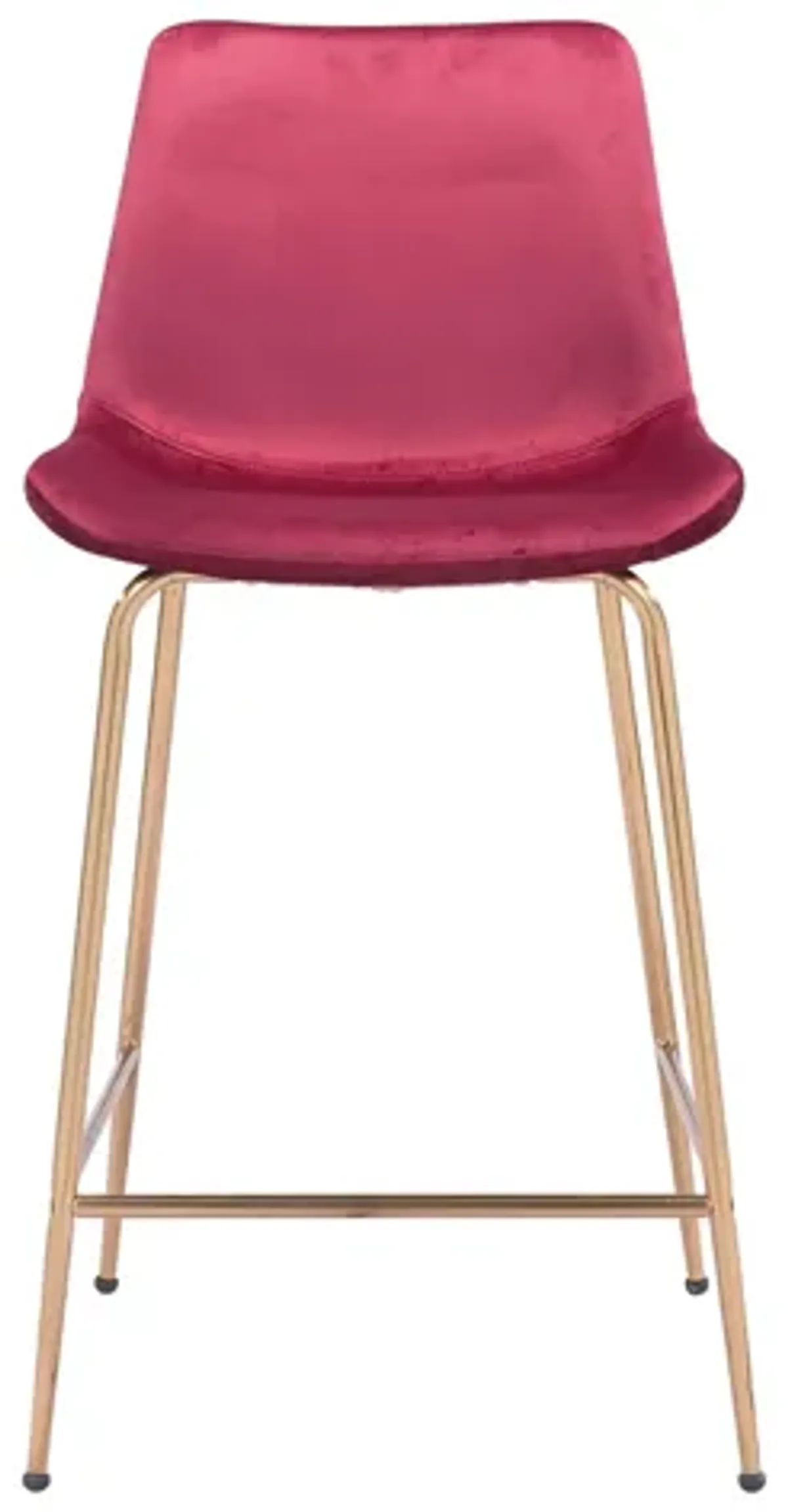 Tony Counter-Height Stool in Red, Gold by Zuo Modern