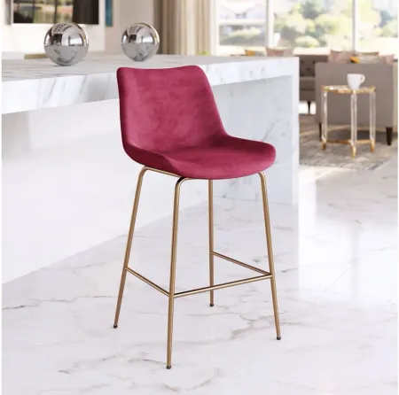 Tony Counter-Height Stool in Red, Gold by Zuo Modern