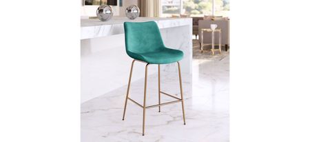 Tony Counter-Height Stool in Green, Gold by Zuo Modern