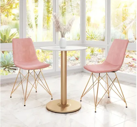 Parker Dining Chair (Set of 4) in Pink, Gold by Zuo Modern