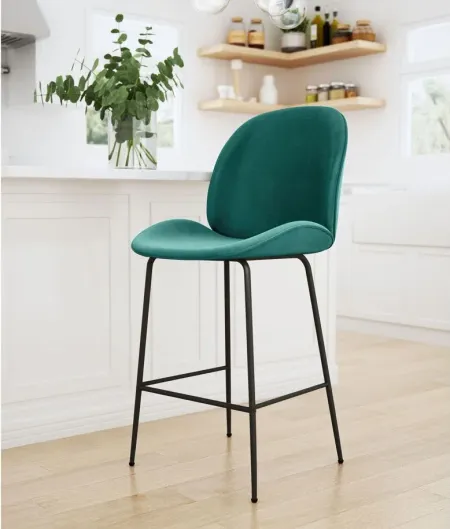 Miles Counter-Height Stool in Green, Black by Zuo Modern