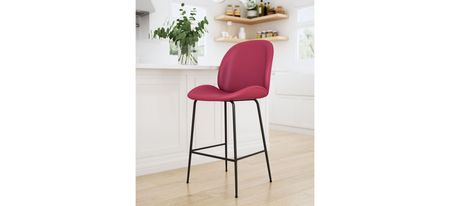 Miles Counter-Height Stool in Red, Black by Zuo Modern