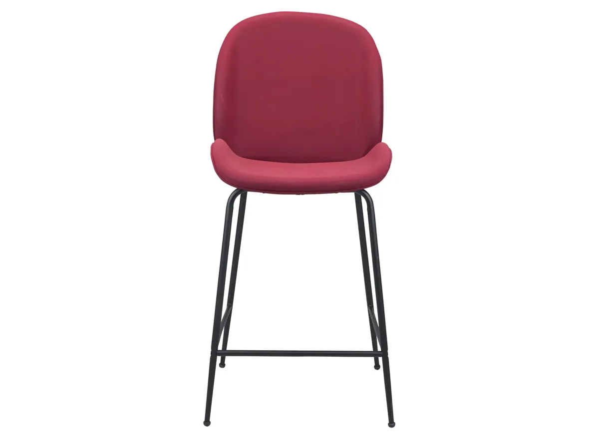 Miles Counter-Height Stool in Red, Black by Zuo Modern