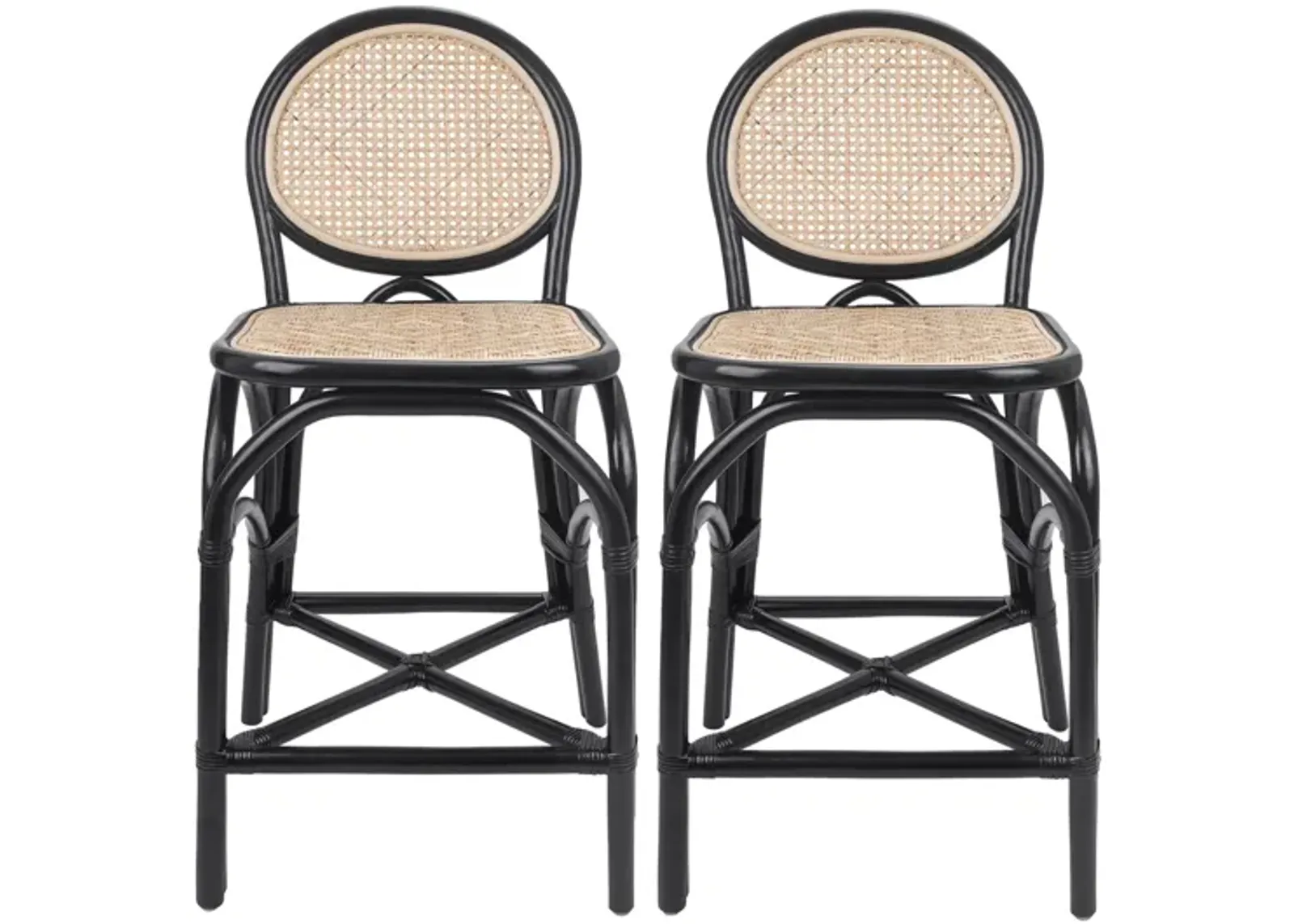 Kalyna Counter Stool (Set of 2) in Black/Natural by New Pacific Direct