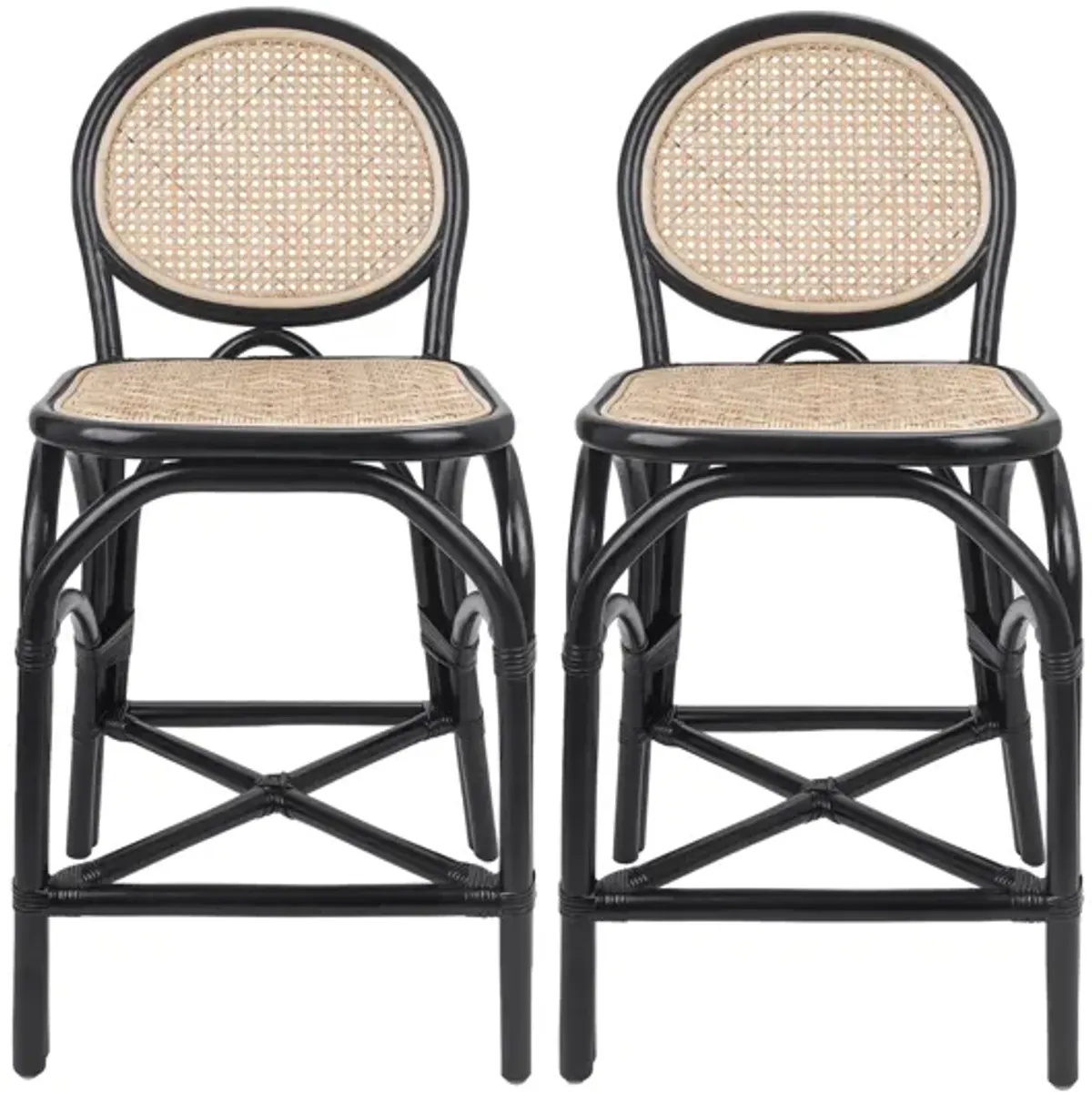 Kalyna Counter Stool (Set of 2) in Black/Natural by New Pacific Direct