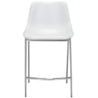 Magnus Counter-Height Stool: Set of 2 in White, Silver by Zuo Modern