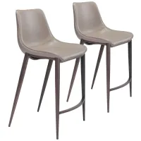 Magnus Counter-Height Stool: Set of 2 in Gray, Dark Brown by Zuo Modern