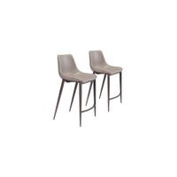 Magnus Counter-Height Stool: Set of 2 in Gray, Dark Brown by Zuo Modern