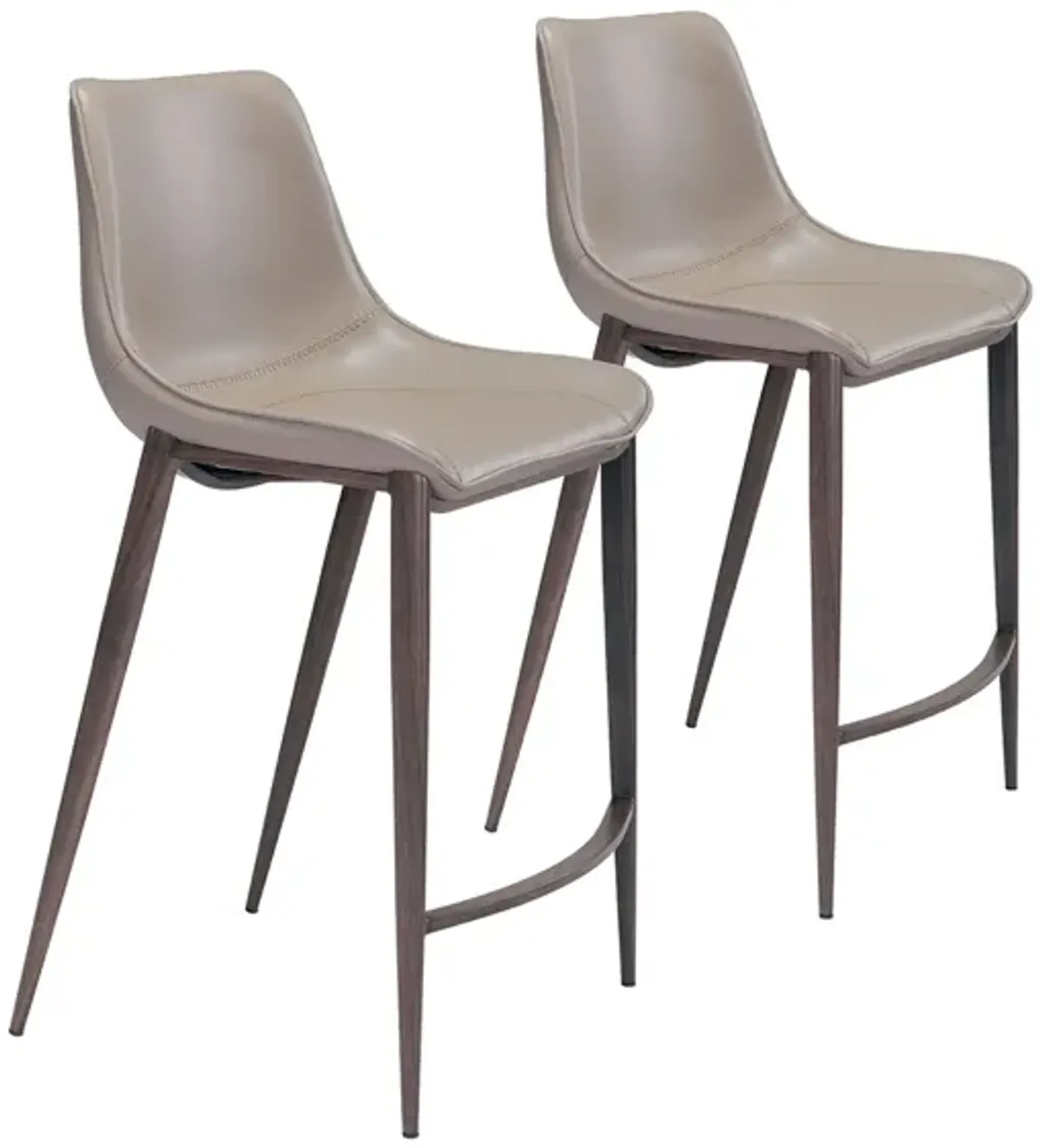 Magnus Counter-Height Stool: Set of 2 in Gray, Dark Brown by Zuo Modern