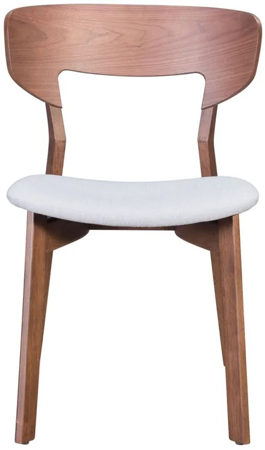 Russell Dining Chair (Set of 2) in Walnut, Light Gray by Zuo Modern