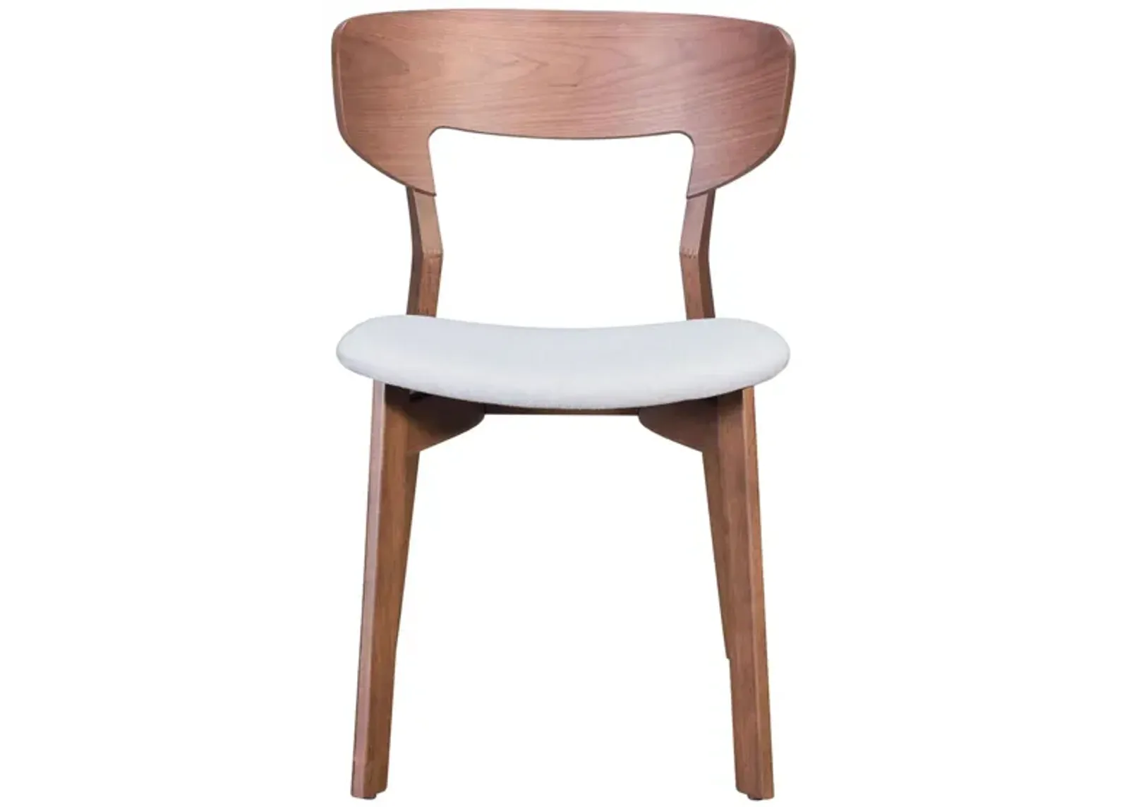 Russell Dining Chair (Set of 2) in Walnut, Light Gray by Zuo Modern