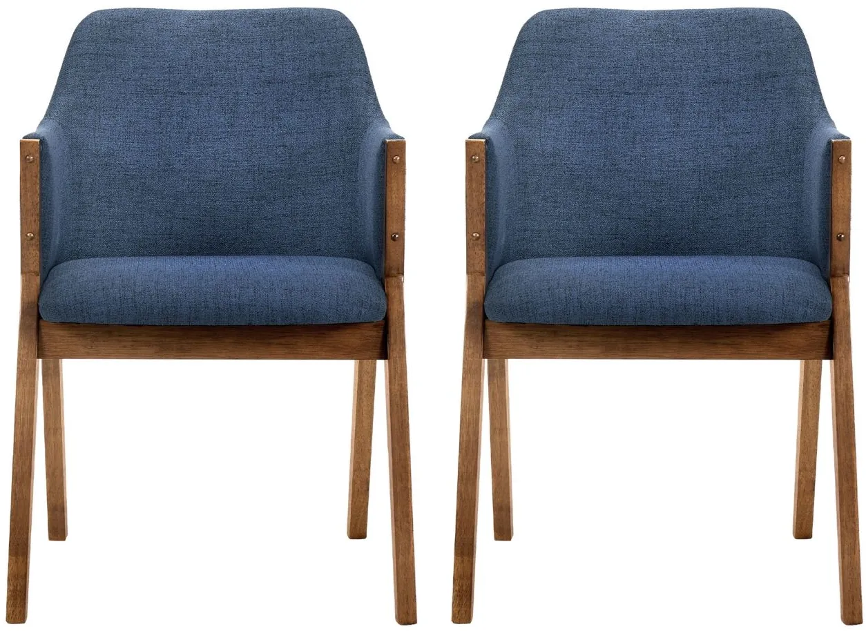 Renzo Dining Side Chairs - Set of 2 in Blue by Armen Living
