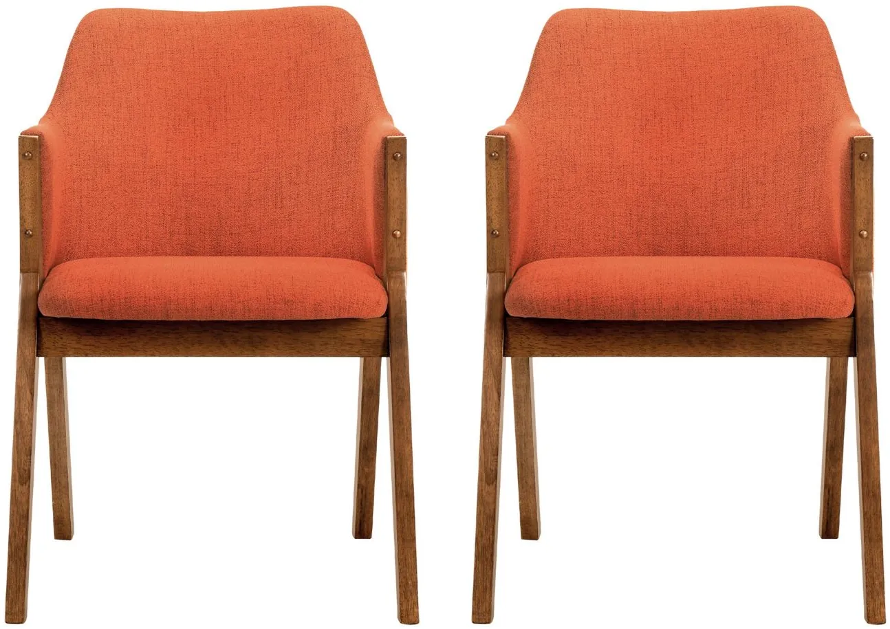 Renzo Dining Side Chairs - Set of 2 in Orange by Armen Living