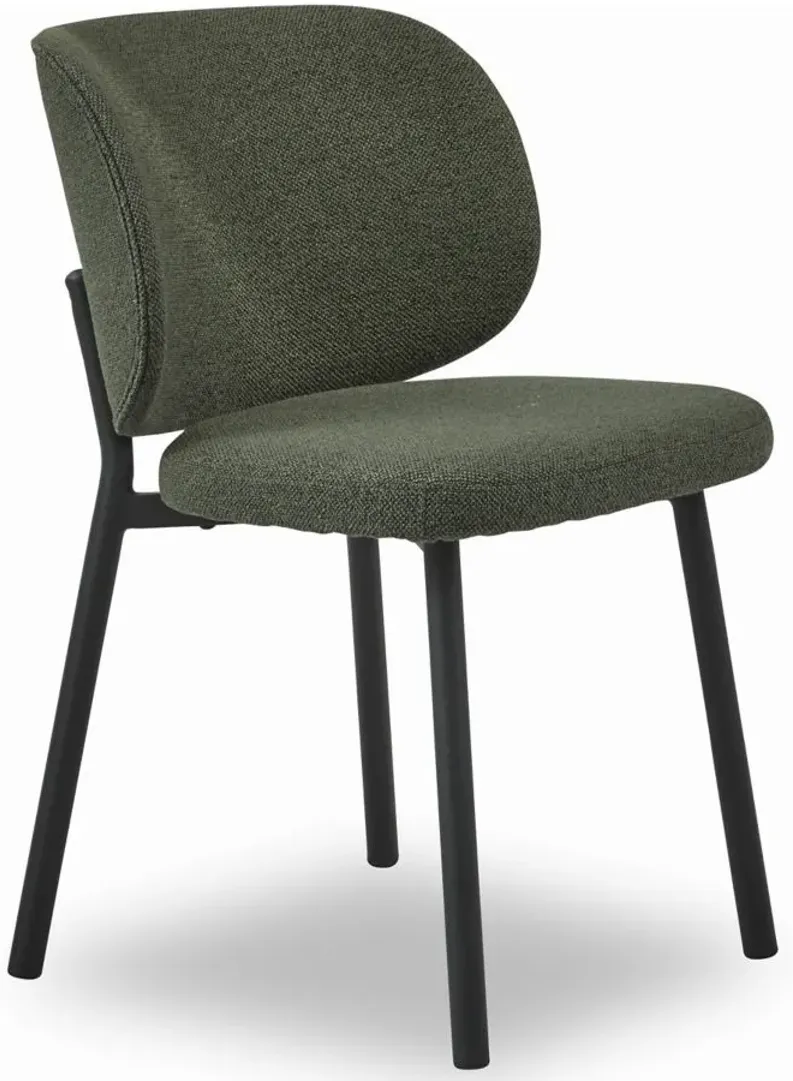 Swan Boucle Dining Chairs- Set of 2 in Forest Green by Unique Furniture