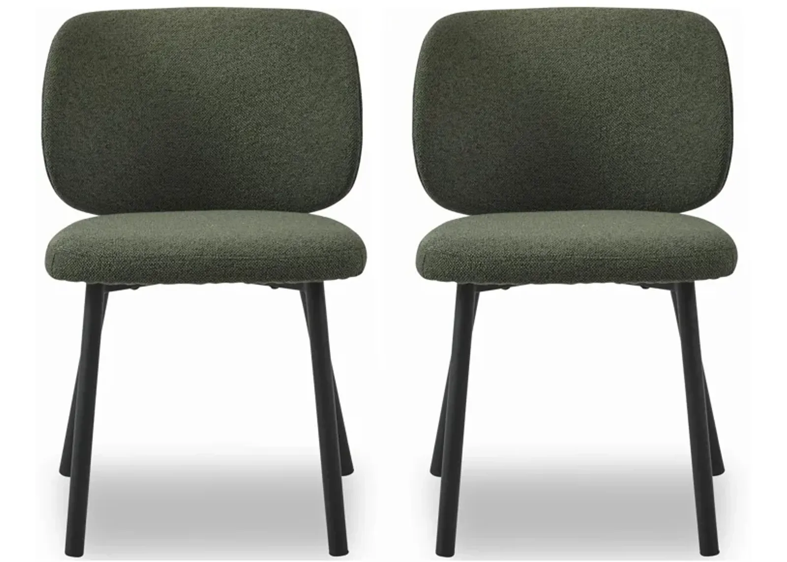 Swan Boucle Dining Chairs- Set of 2 in Forest Green by Unique Furniture