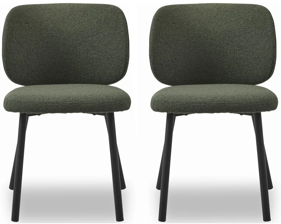 Swan Boucle Dining Chairs- Set of 2 in Forest Green by Unique Furniture