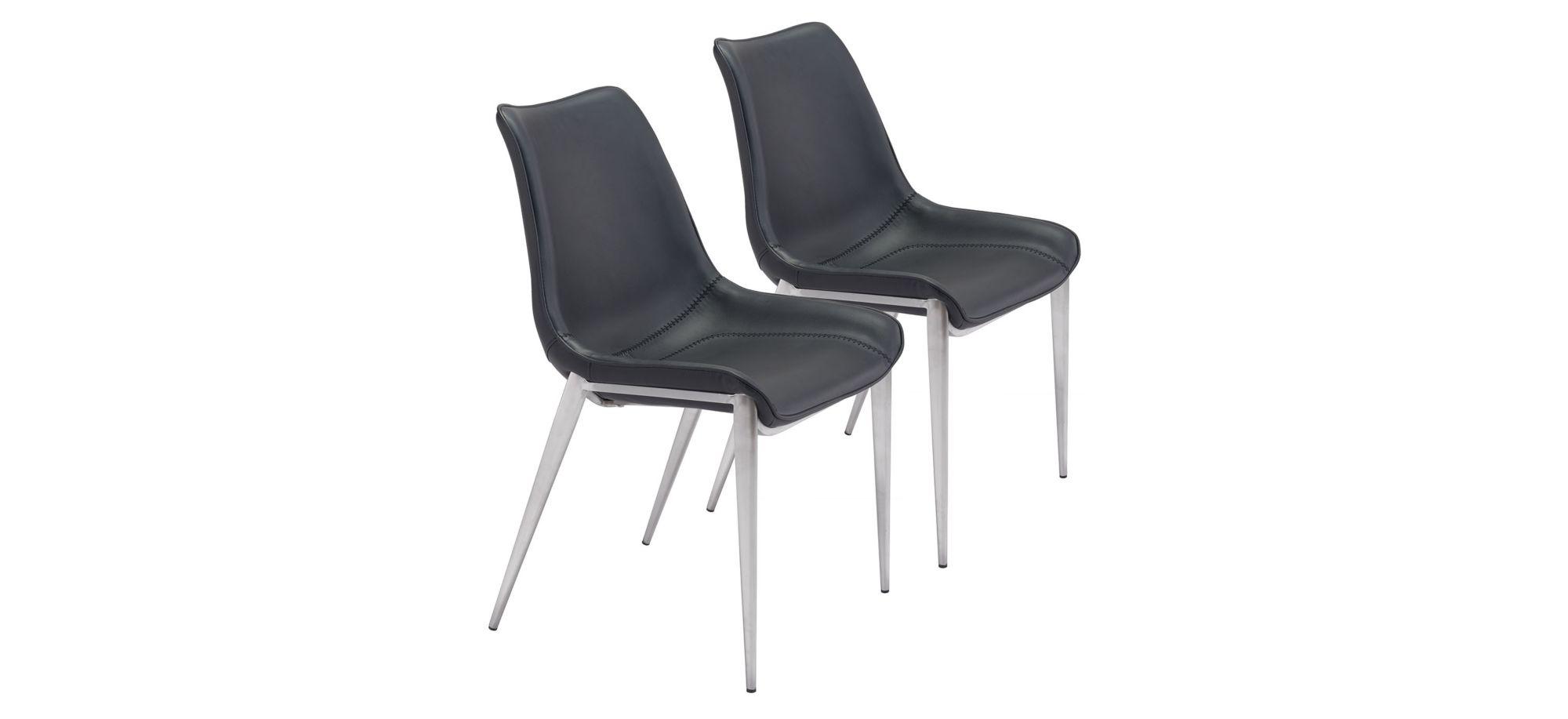 Magnus Dining Chair: Set of 2 in Black, Silver by Zuo Modern